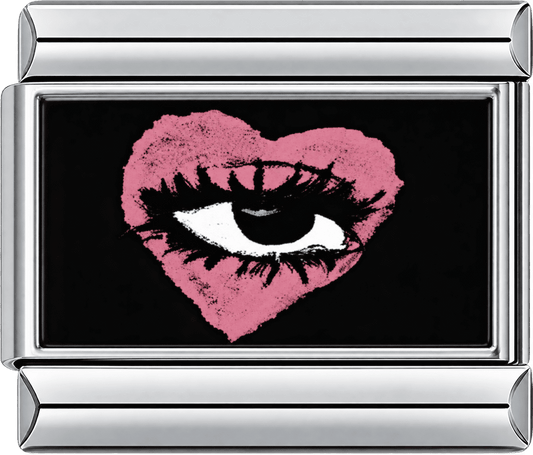 Pink Heart Eye On Black Single Charm