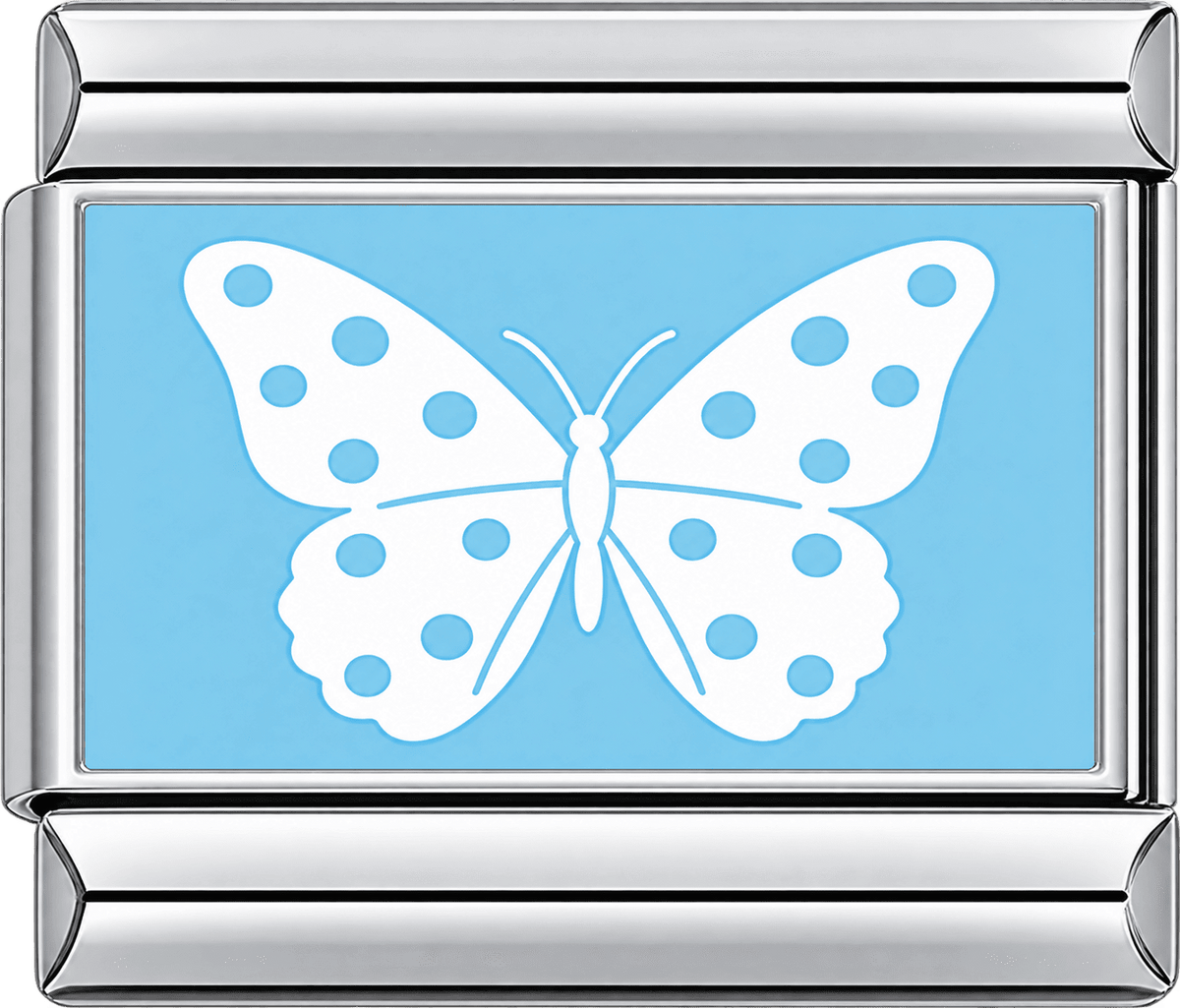 White Blue Polka Dot Butterfly Single Charm