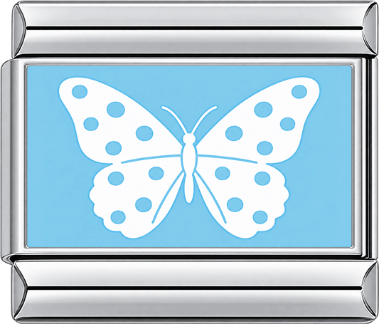 White Blue Polka Dot Butterfly Single Charm