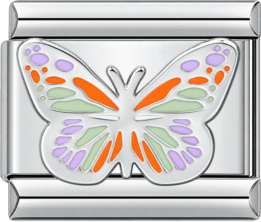 Orange Mint Lavender Enamel Butterfly Single Charm