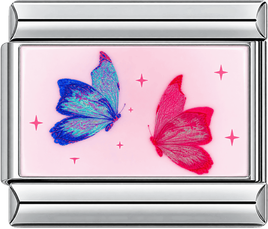 Blue Pink Sparkle Butterfly Duo Single Charm