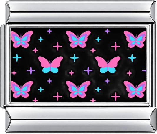 Pink Aqua Butterfly Sparkle Pattern Single Charm