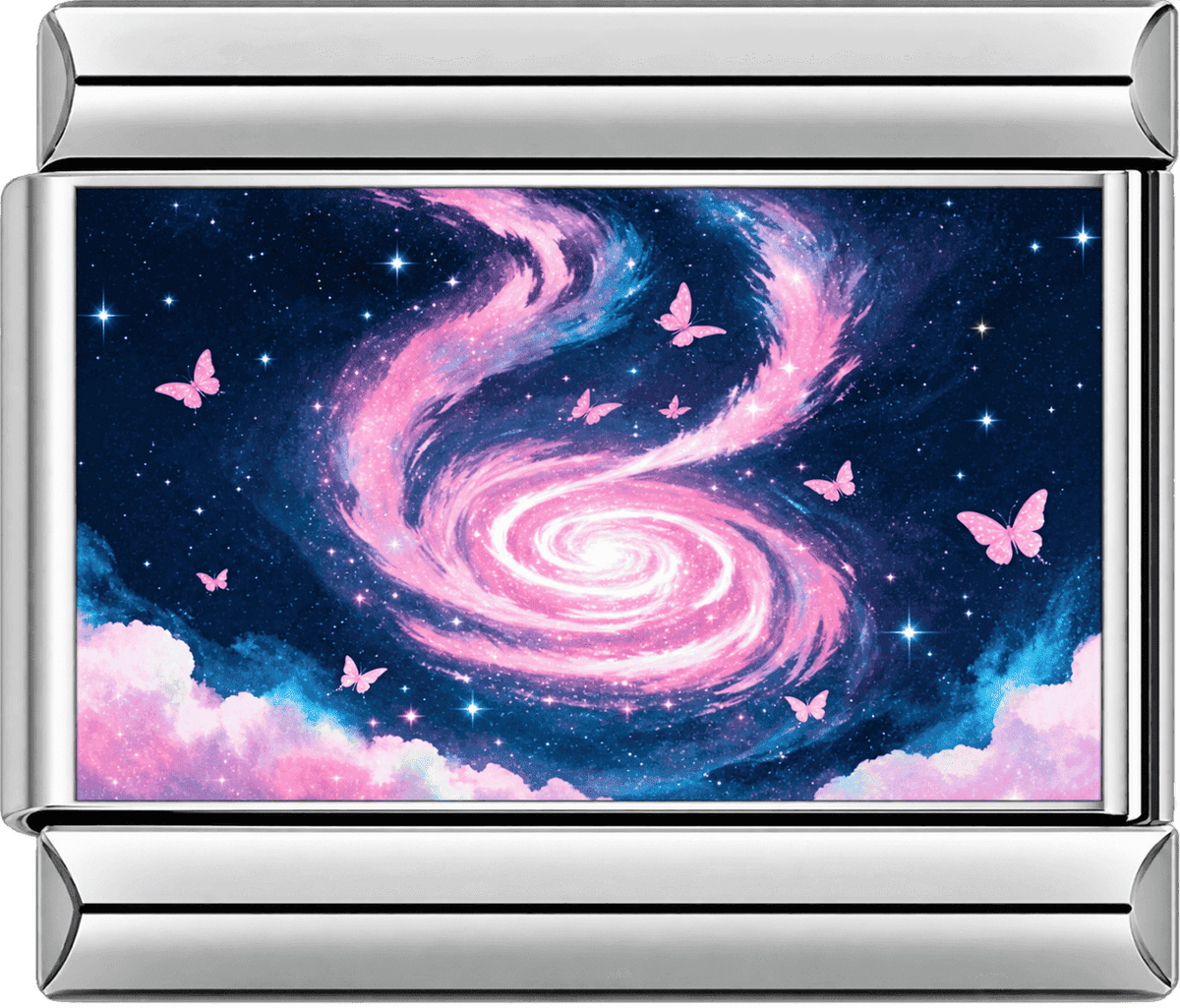 Pink Galaxy Butterflies Single Charm