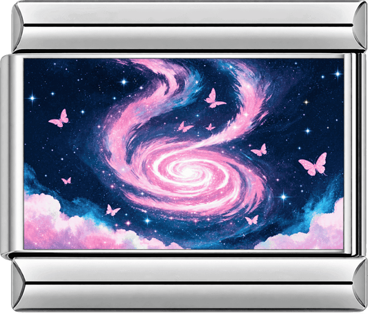 Pink Galaxy Butterflies Single Charm