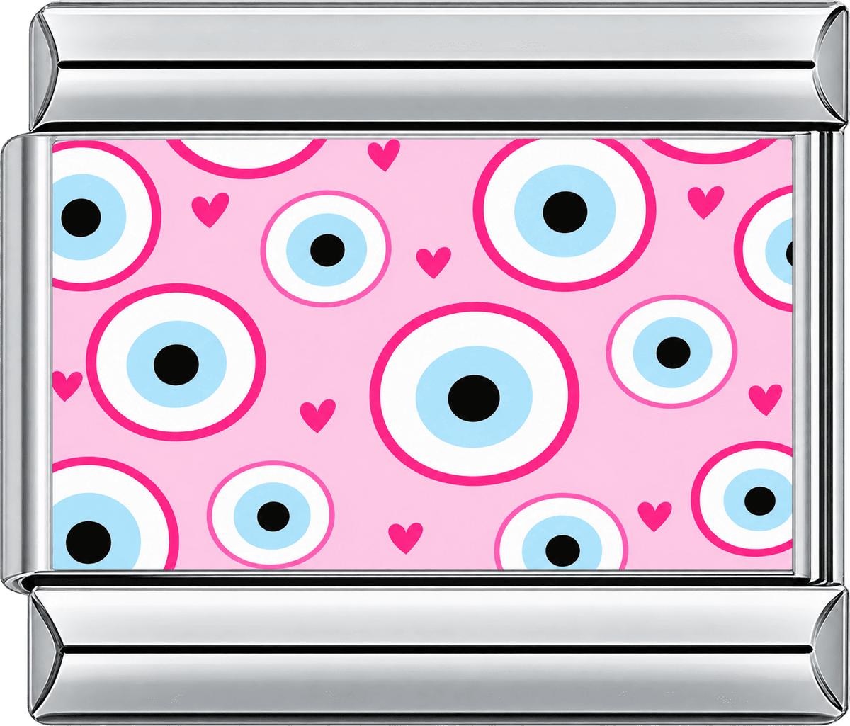 Pink Hearts Evil Eye Pattern Single Charm
