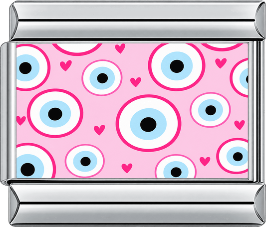 Pink Hearts Evil Eye Pattern Single Charm