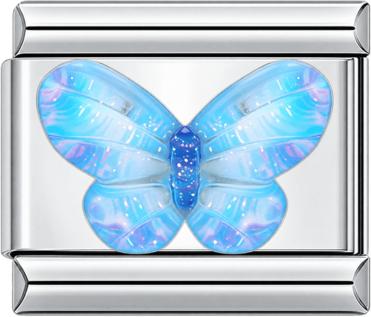 Iridescent Blue Crystal Butterfly Single Charm