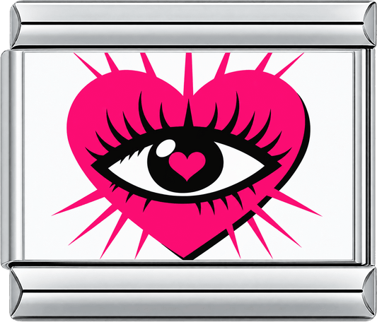 Pink Heart Evil Eye On White Single Charm