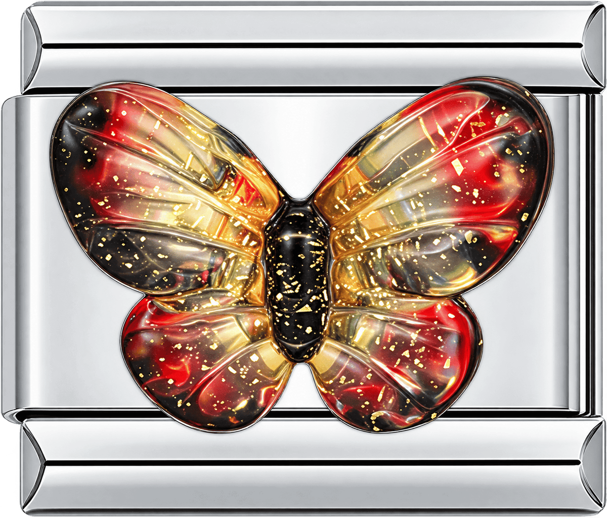 Red Gold Glitter Butterfly Single Charm