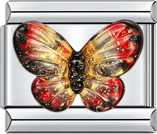 Red Gold Glitter Butterfly Single Charm