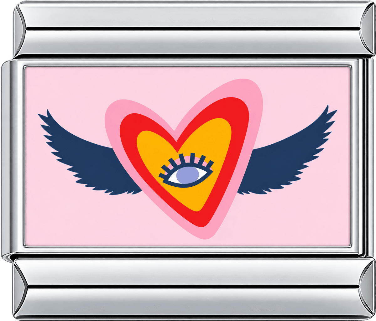 Winged Heart Evil Eye Single Charm