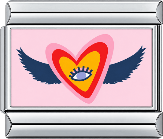 Winged Heart Evil Eye Single Charm