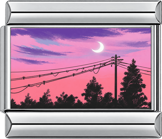 Pink Crescent Moon Sky Single Charm