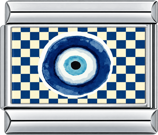 Watercolor Evil Eye Checkerboard Single Charm