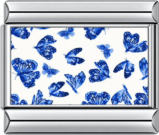 Cobalt Blue Butterfly Pattern Single Charm