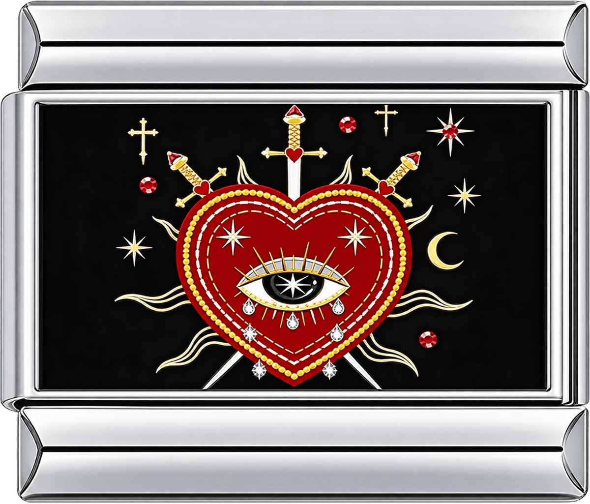 Sacred Heart Eye and Swords Single Charm