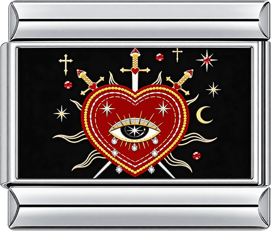 Sacred Heart Eye and Swords Single Charm
