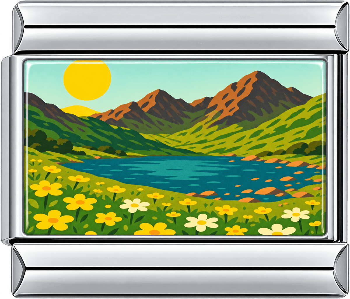 Sunny Wildflower Mountain Lake Single Charm