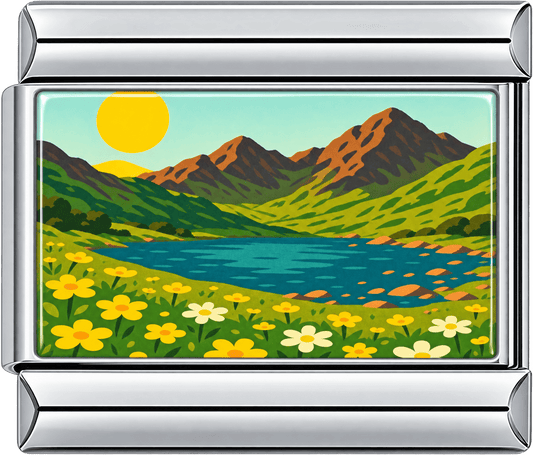 Sunny Wildflower Mountain Lake Single Charm