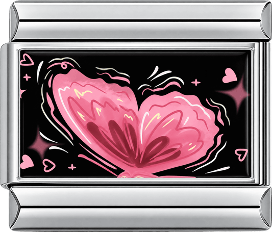 Pink Butterfly Wings on Black Single Charm
