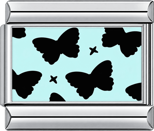 Black Butterfly Silhouettes on Blue Single Charm