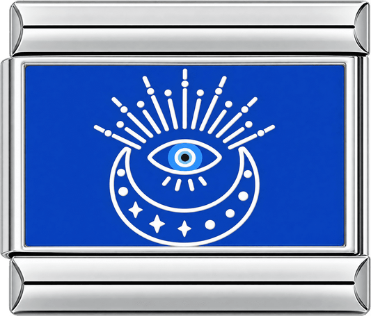 Crescent Moon Evil Eye Single Charm