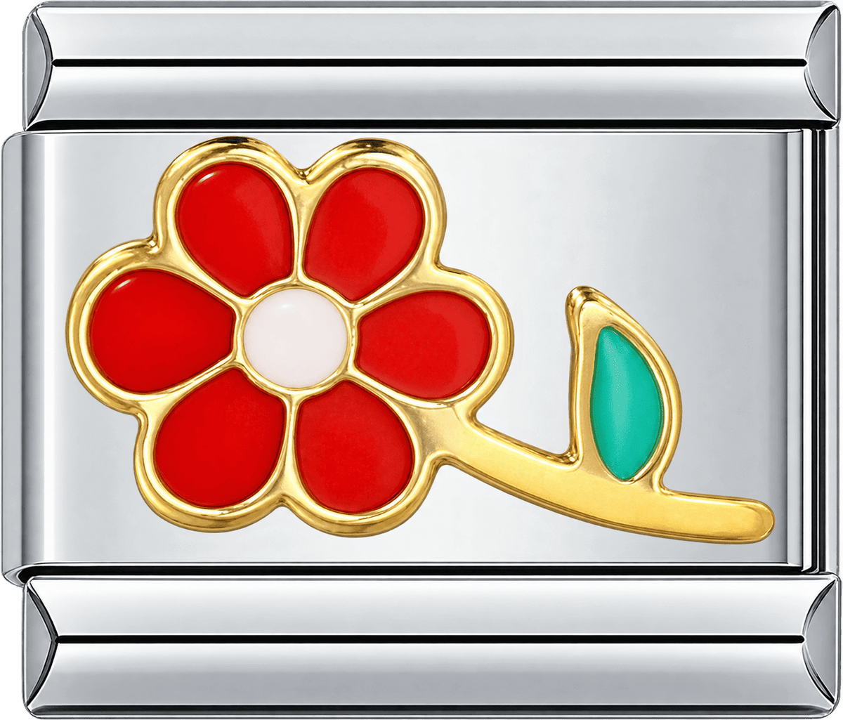 Scarlet Six-Petal Flower Single Charm