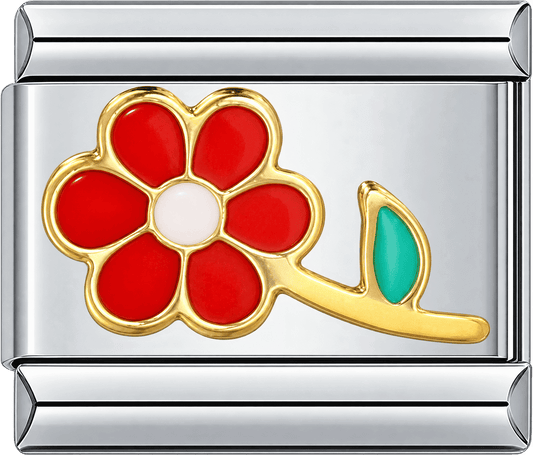Scarlet Six-Petal Flower Single Charm