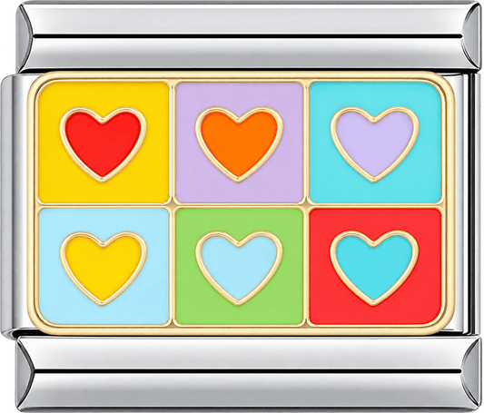 Colorful Heart Grid Single Charm