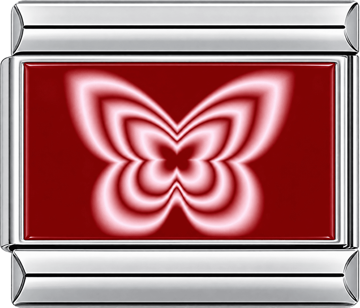 Glowing Pink Butterfly on Red Single Charm