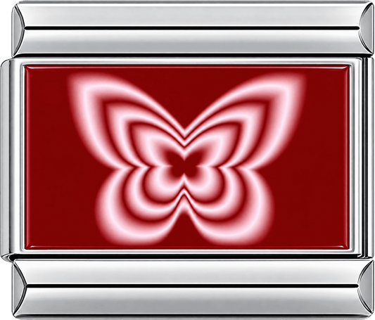 Glowing Pink Butterfly on Red Single Charm
