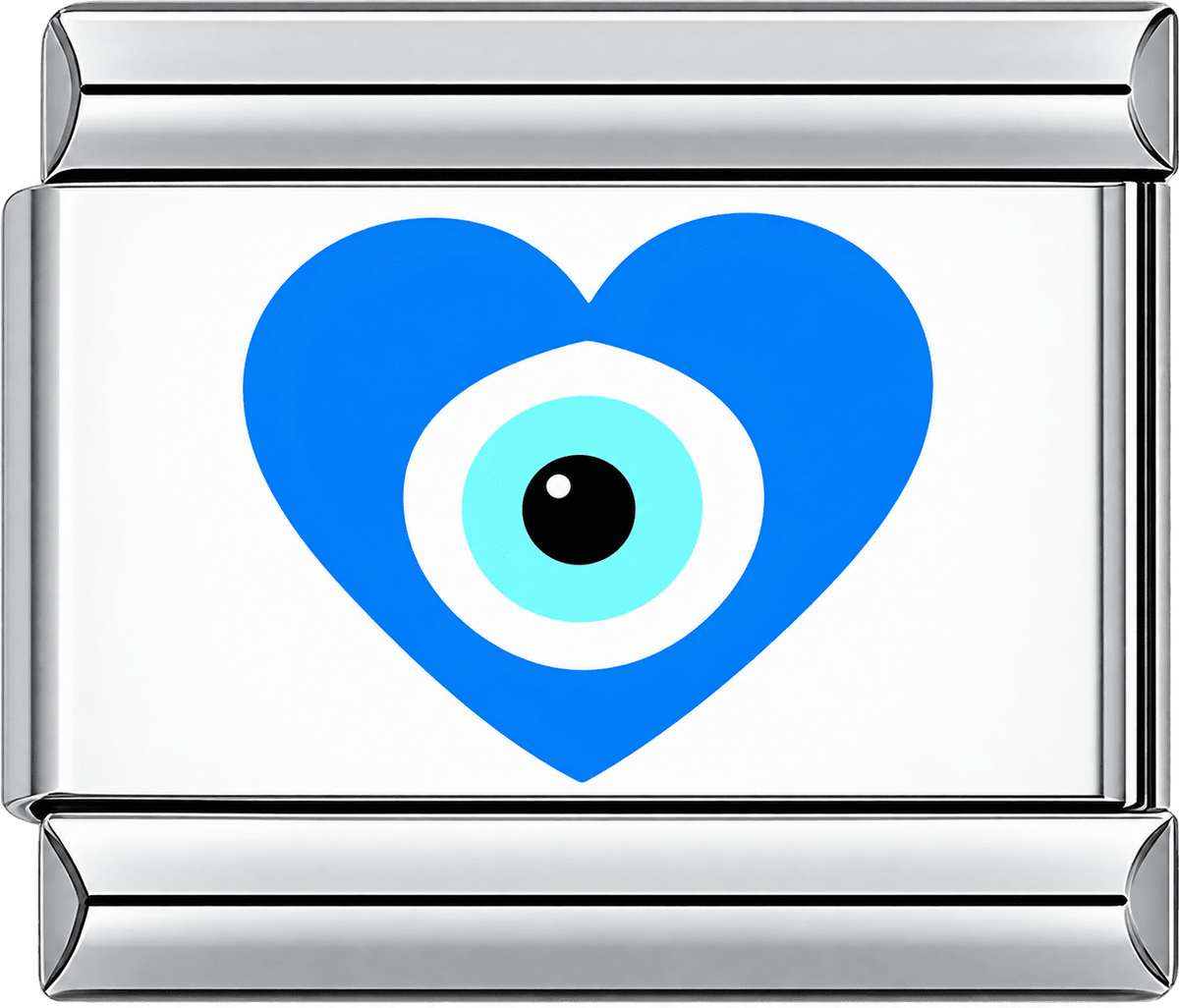 Blue Heart Evil Eye Single Charm