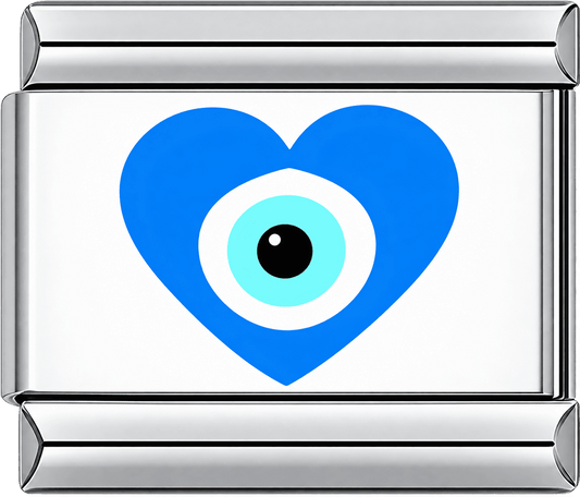 Blue Heart Evil Eye Single Charm