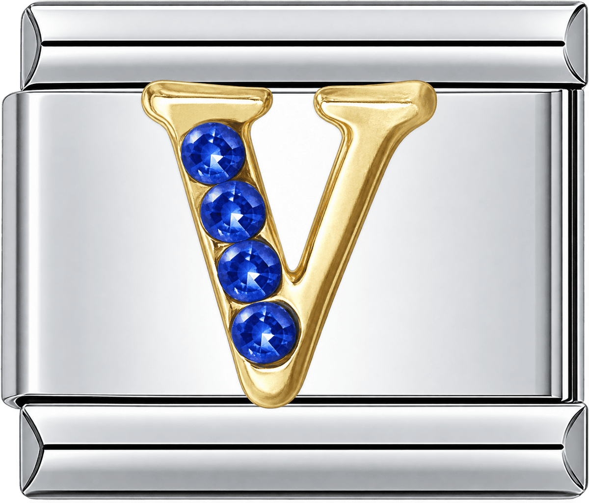 Gold Letter V Single Charm