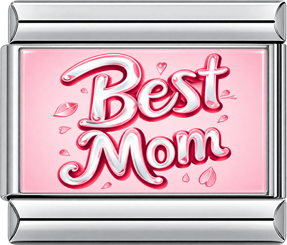 Best Mom Pink Lettering Single Charm