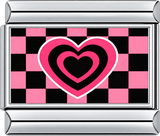 Black & Pink Heart Single Charm