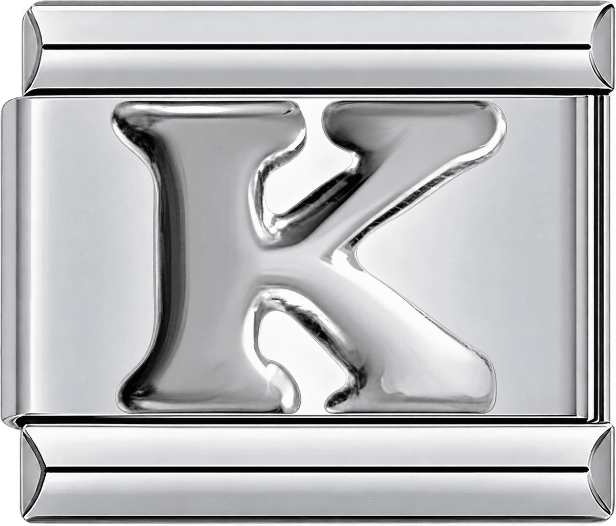 Silver Letter K Single Charm