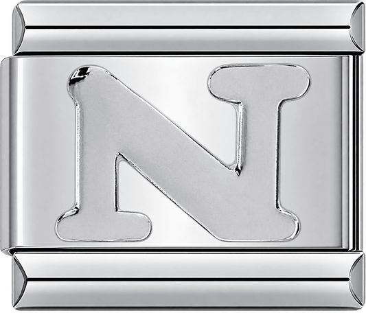 Silver Letter N Single Charm
