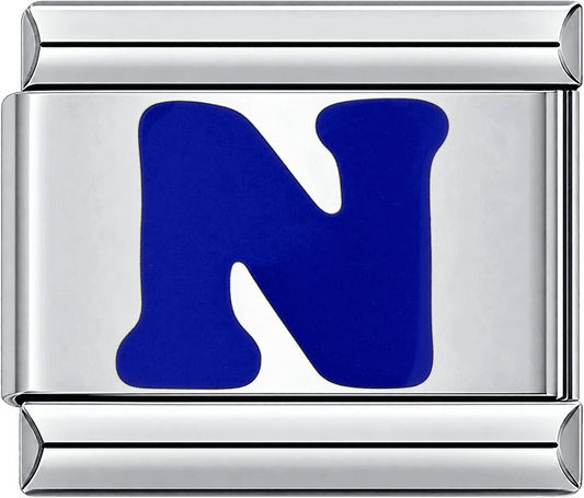Blue Letter N Single Charm