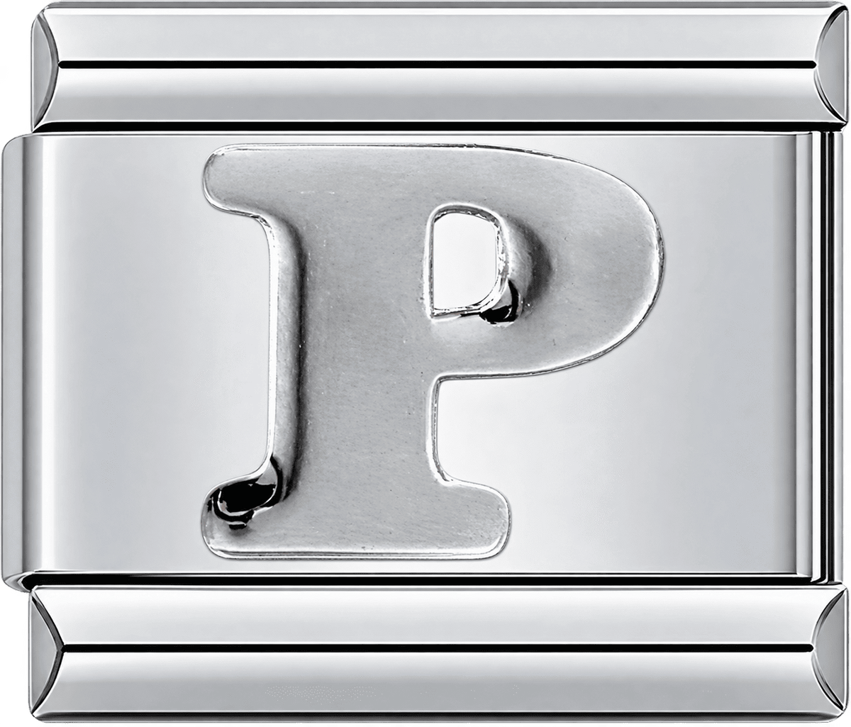 Silver Letter P Single Charm