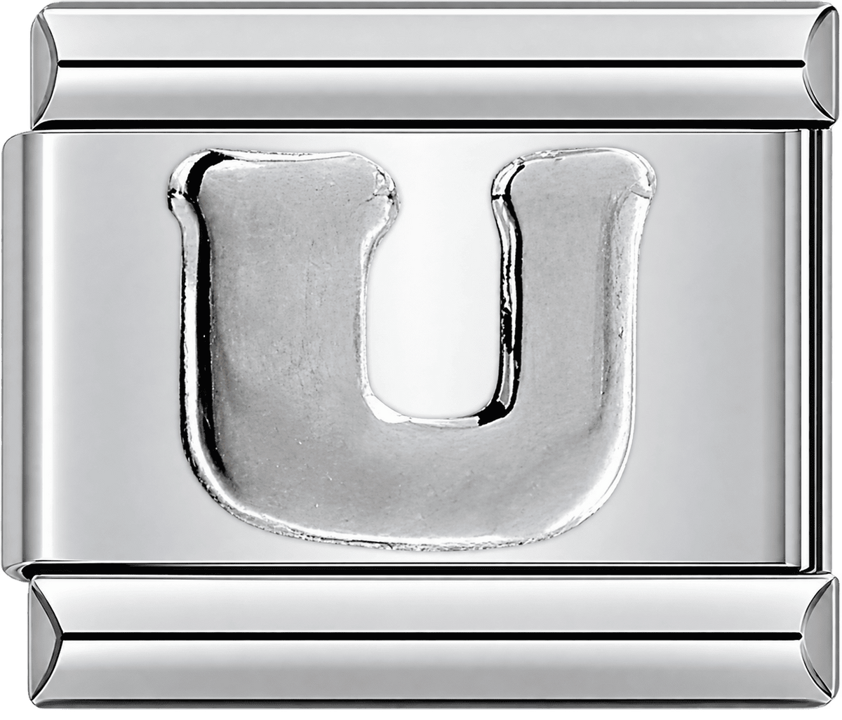 Silver Letter U Single Charm