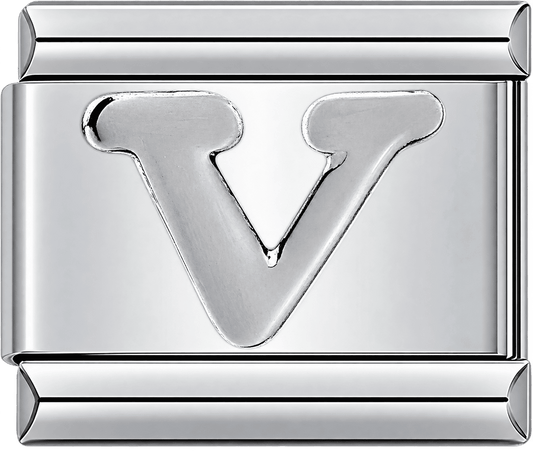 Silver Letter V Single Charm