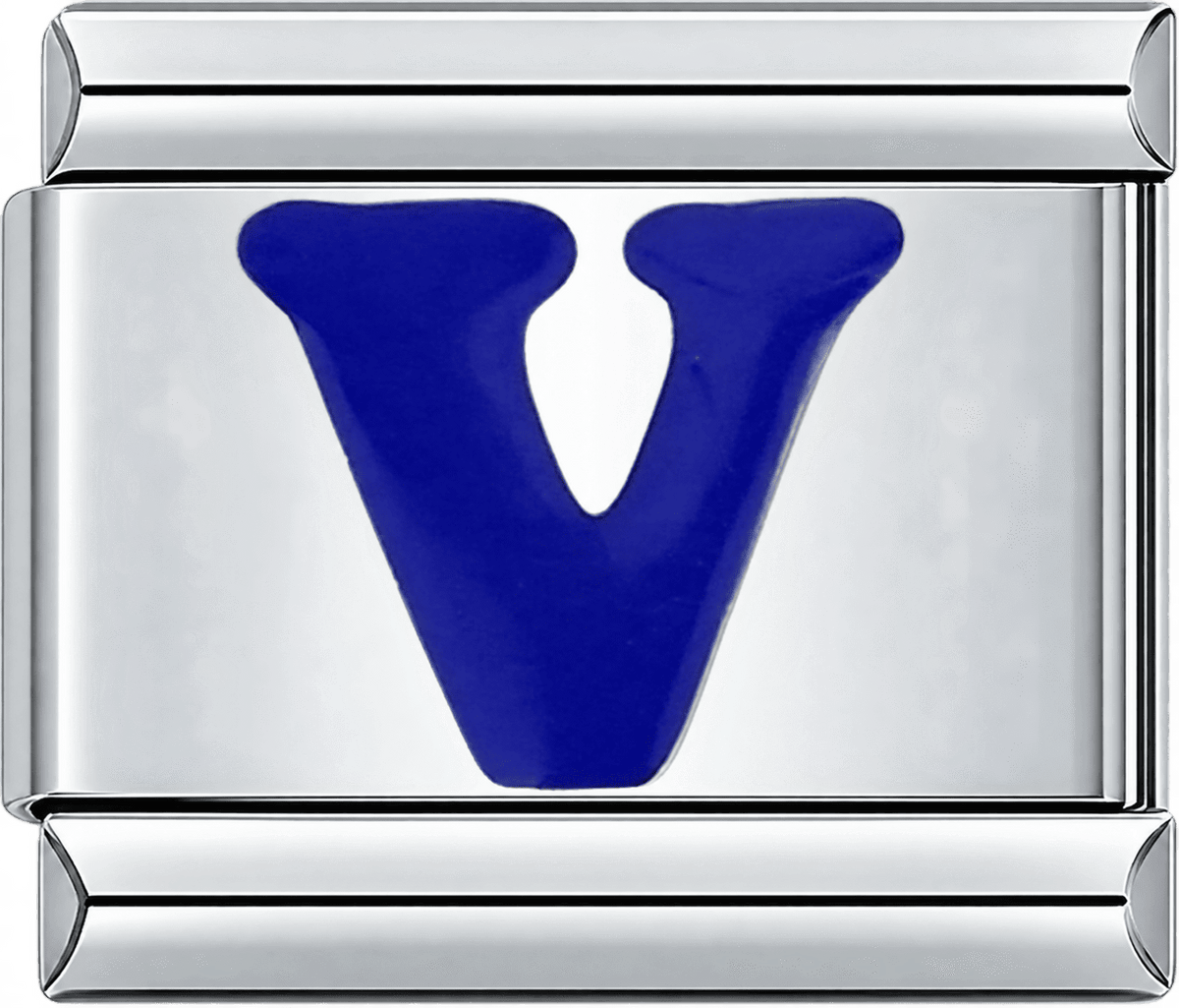 Blue Letter V Single Charm