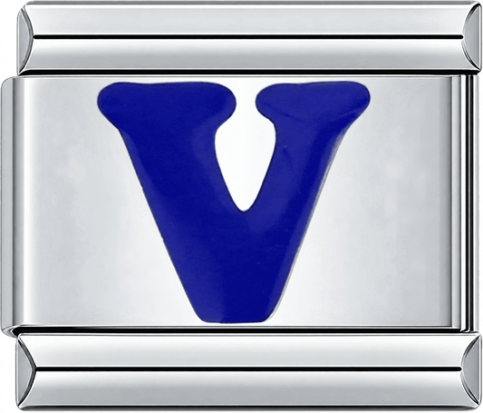 Blue Letter V Single Charm