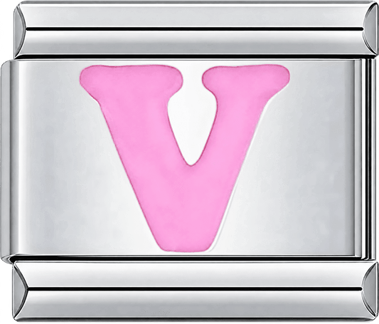 Pink Letter V Single Charm
