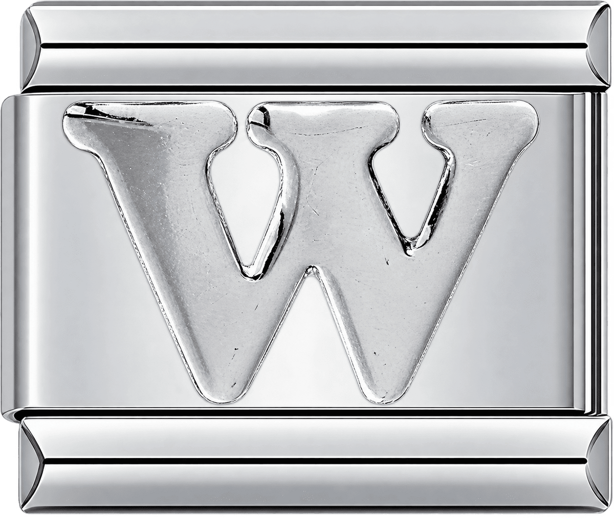 Silver Letter W Single Charm