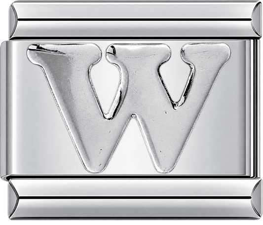 Silver Letter W Single Charm