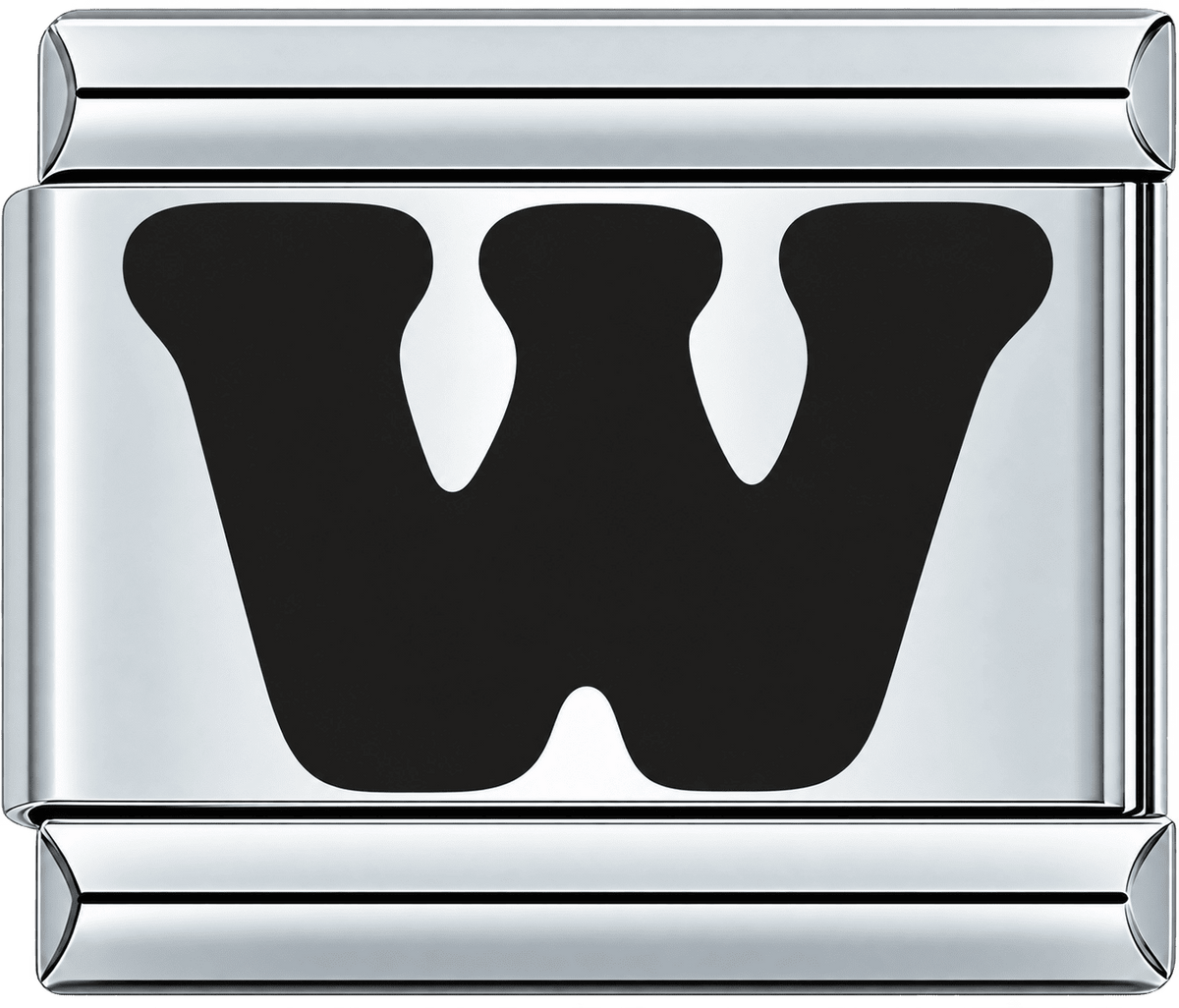 Black Letter W Single Charm