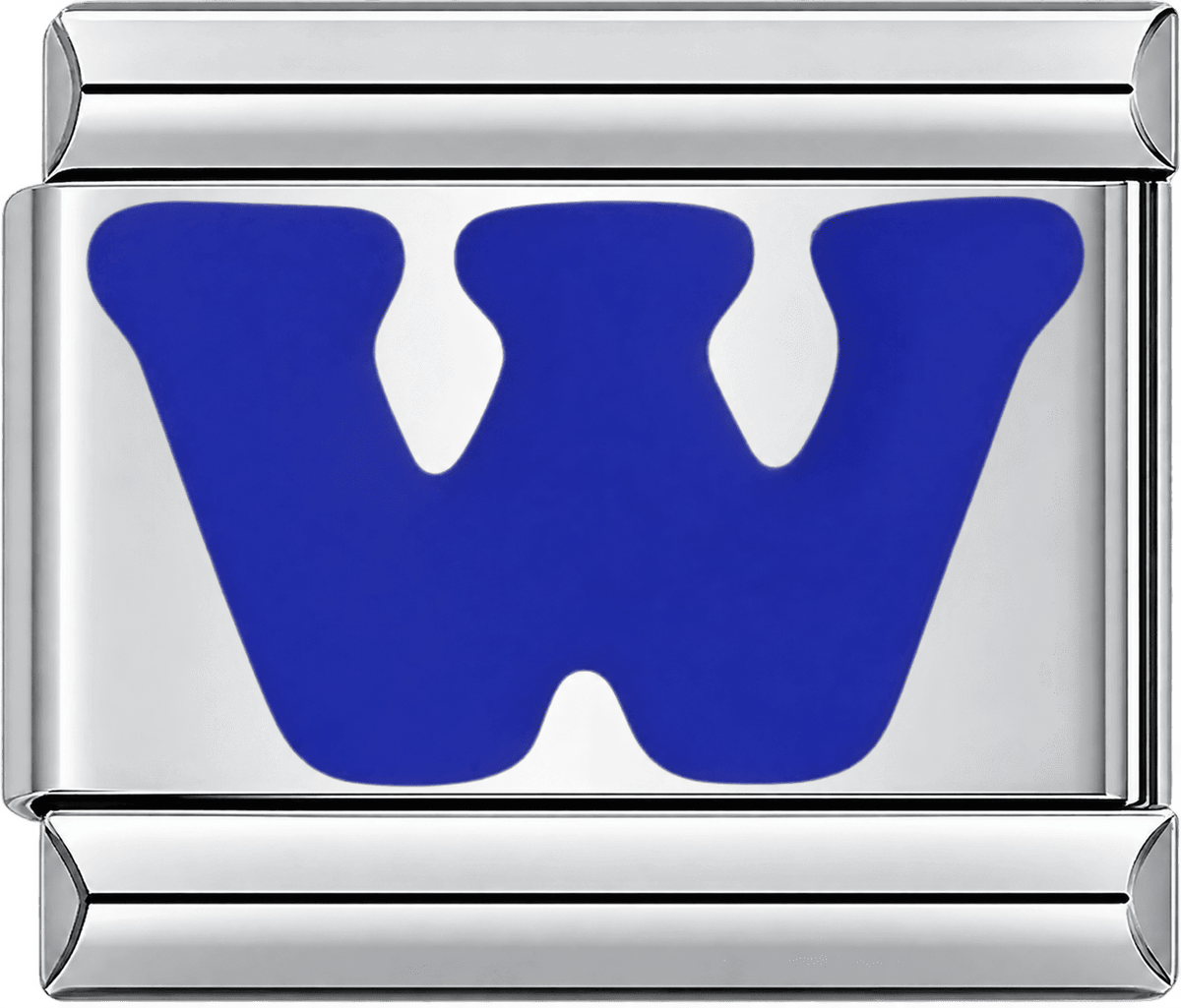 Blue Letter W Single Charm