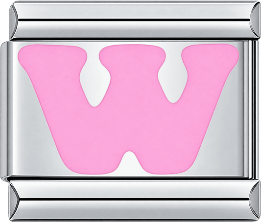 Pink Letter W Single Charm